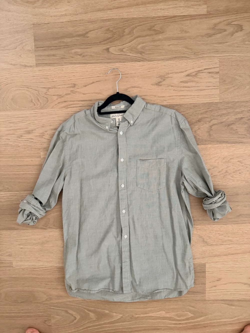 H&M Men's Sage Green Button-Down Shirt